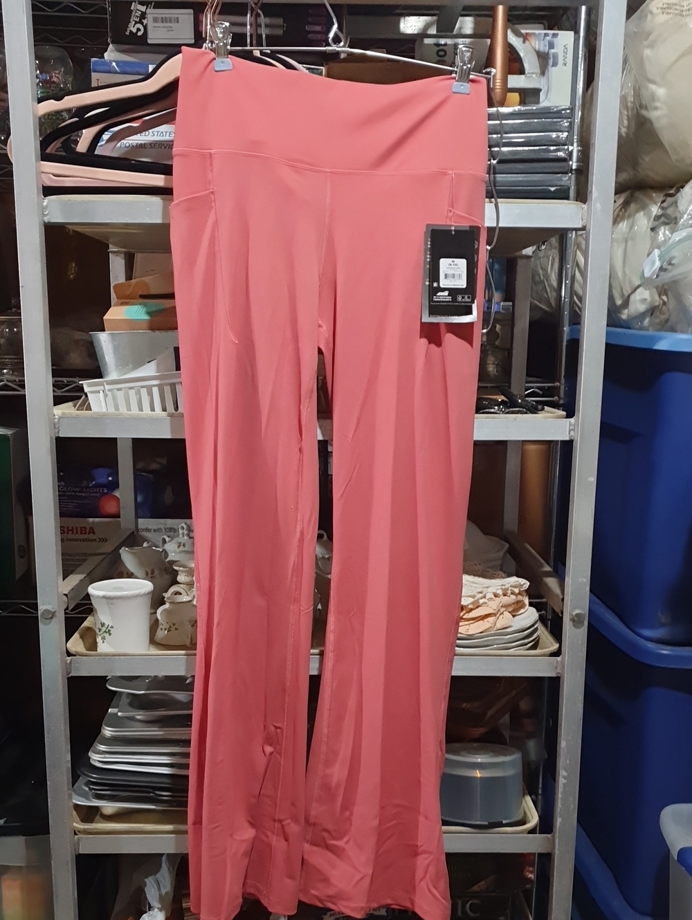 Women’s High-Waist Wide-Leg Pants — Coral Pink